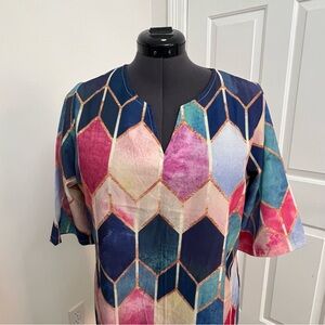 Colorful Geometric Pattern Top Size XL